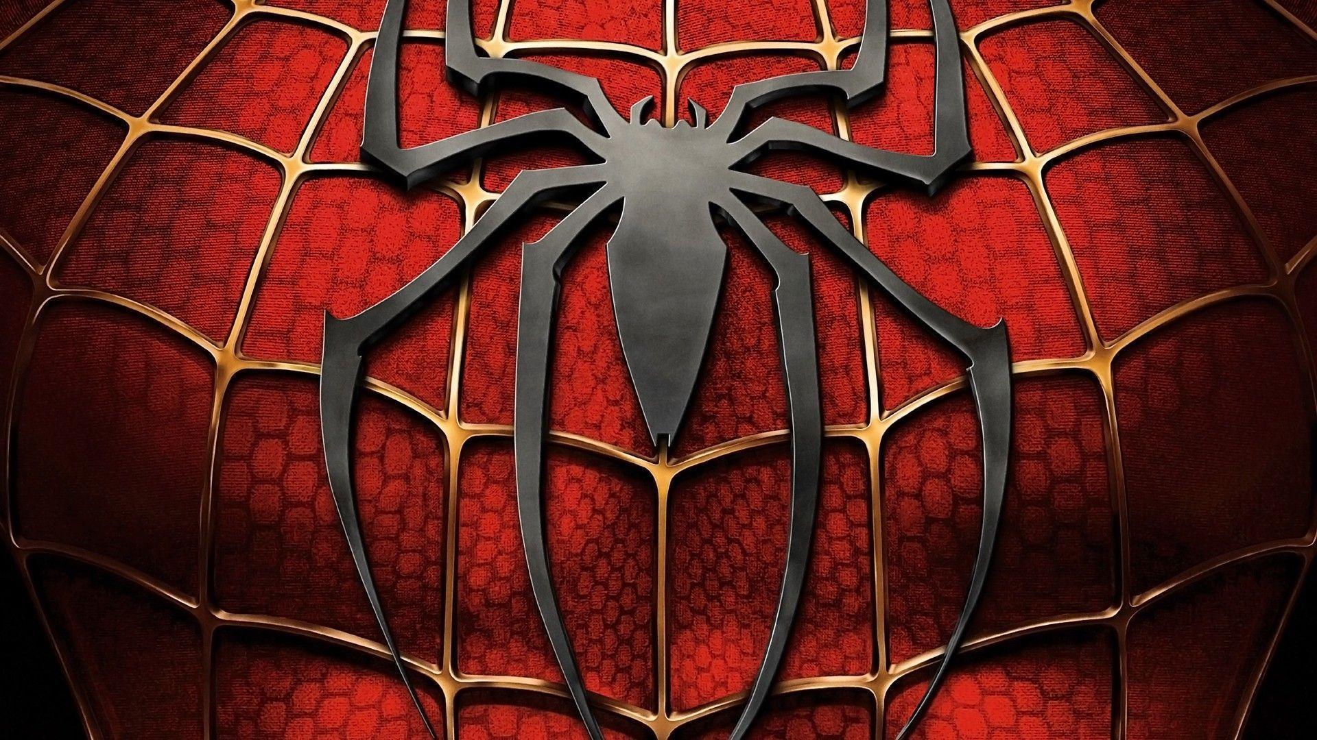 logo de spiderman con fondo rojo
