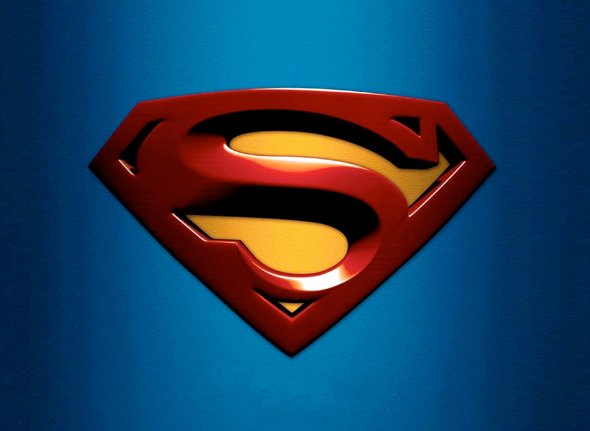 Logotipo de superman sobre fondo azul clasico